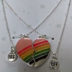 ELLI By CAPELLI 2pc BFF Best Friends Rainbow Heart Girls Necklace Set**NEW!